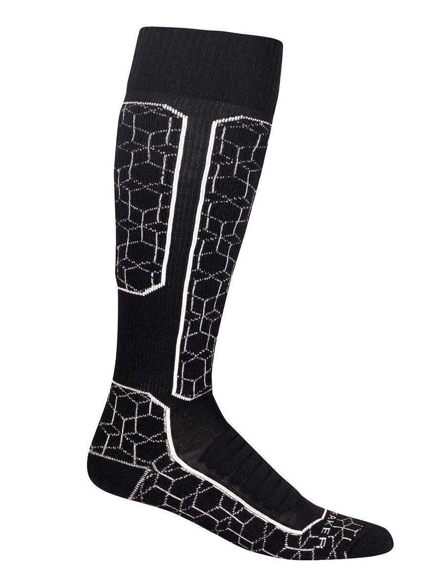 Black / Snow Women's Icebreaker Merino Ski+ Medium Over the Calf Alpine Geo Socks | USA 1408SGLO